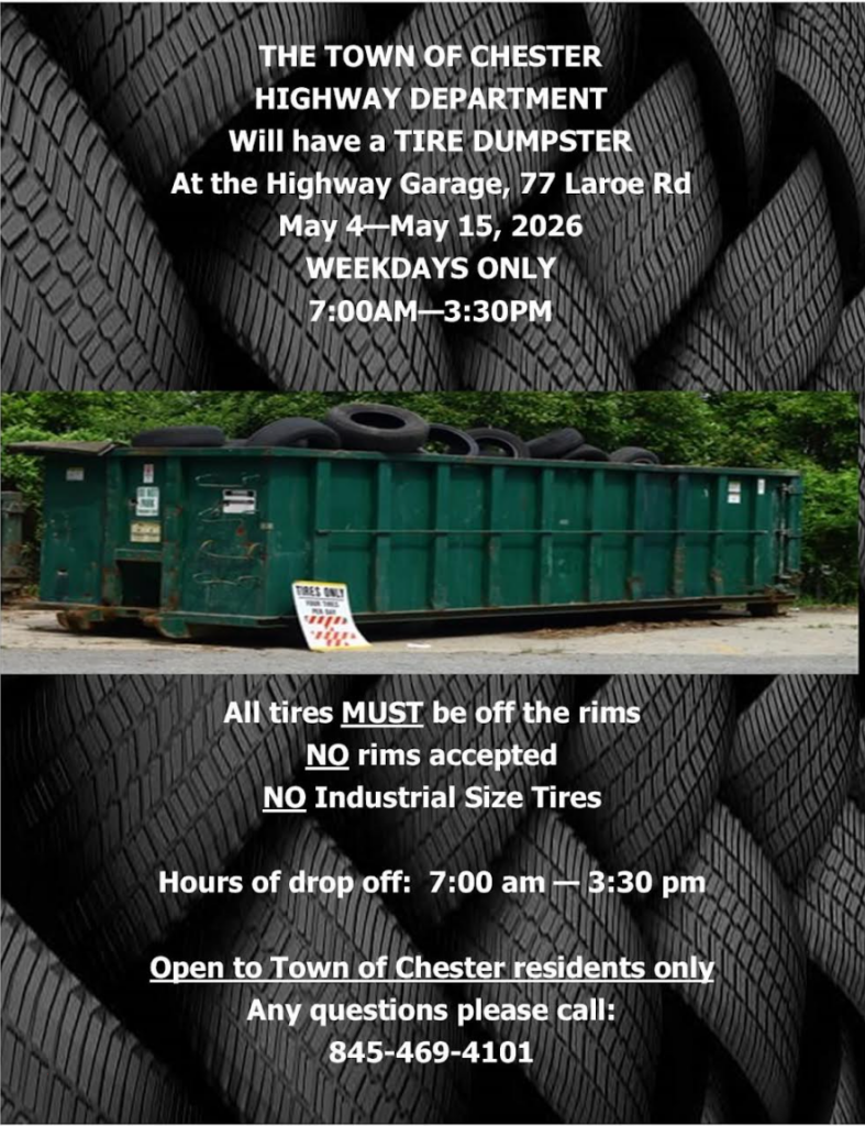Town of Chester tire dumpster