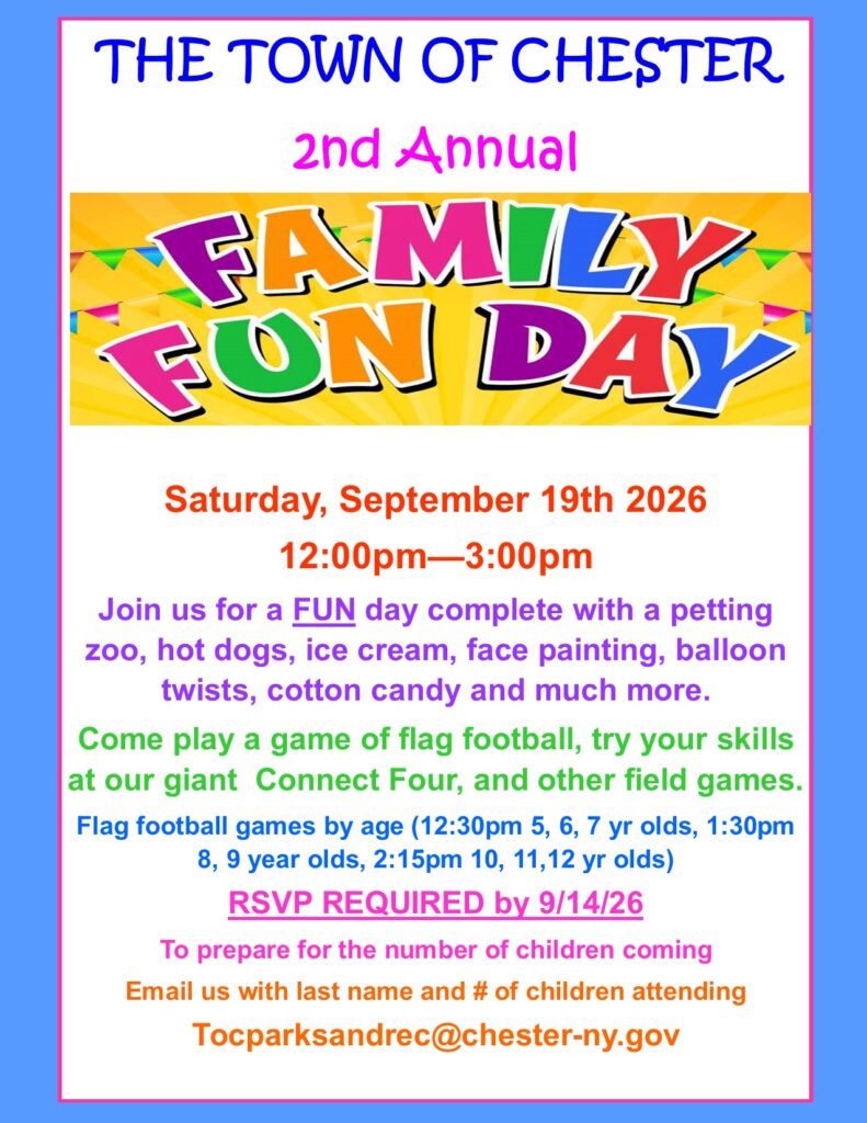Town of Chester 2026 2nd Annual Family fun Day