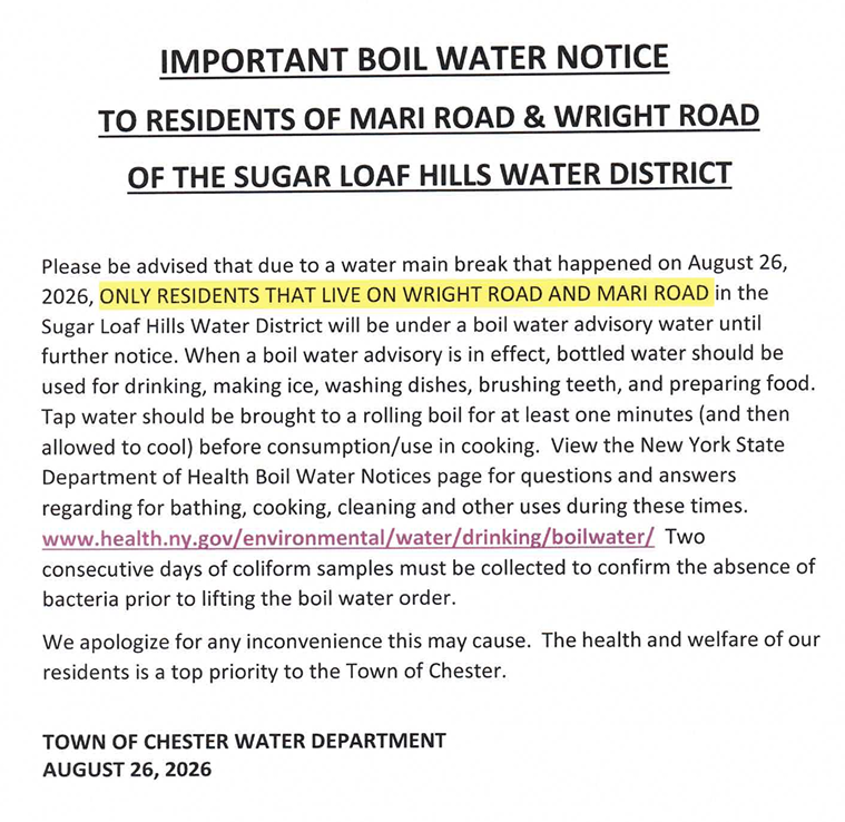Important Boil Notice 8-26-26