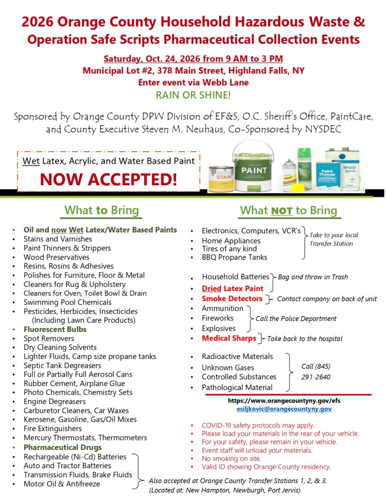 2026 OC Household Hazardous Waste and Operation Safe Scripts Pharmaceutical Collection Event
